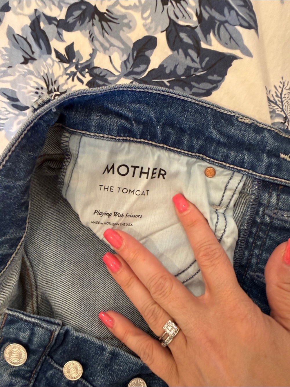 MOTHER The Tomcat Straight-Leg Jeans in Blue Denim with Light Distressing - Picture 3 of 4